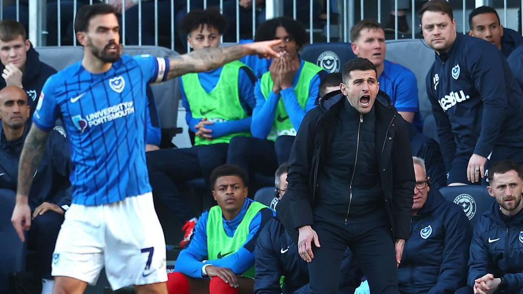 Marlon Pack (left) and John Mousinho (right) at Fratton Park