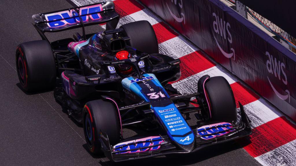 Esteban Ocon on track in the Alpine in Monaco 