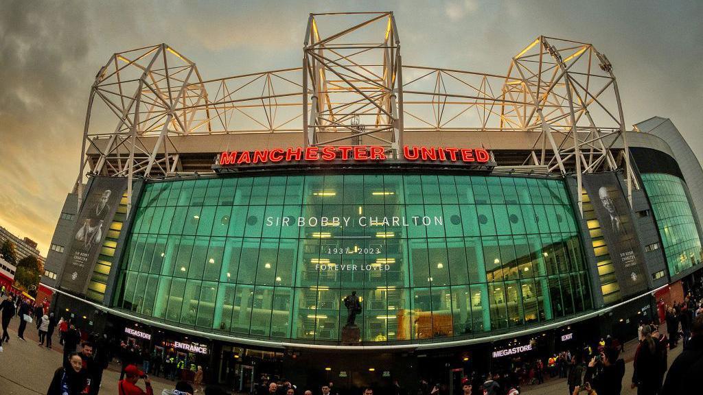 Old Trafford from behind the Stretford End