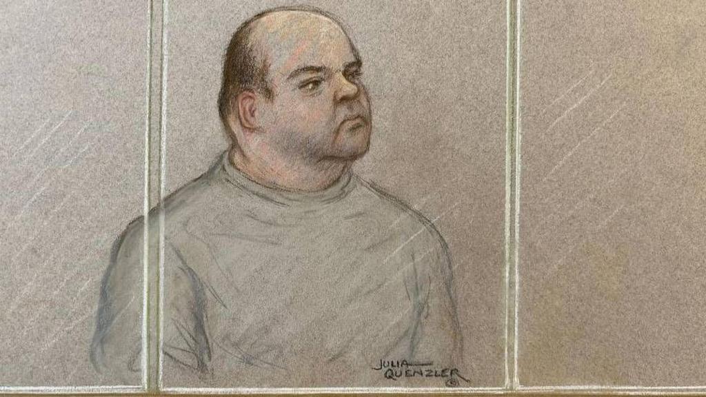 Gavin Plumb at his trial earlier this month is seen in an illustration