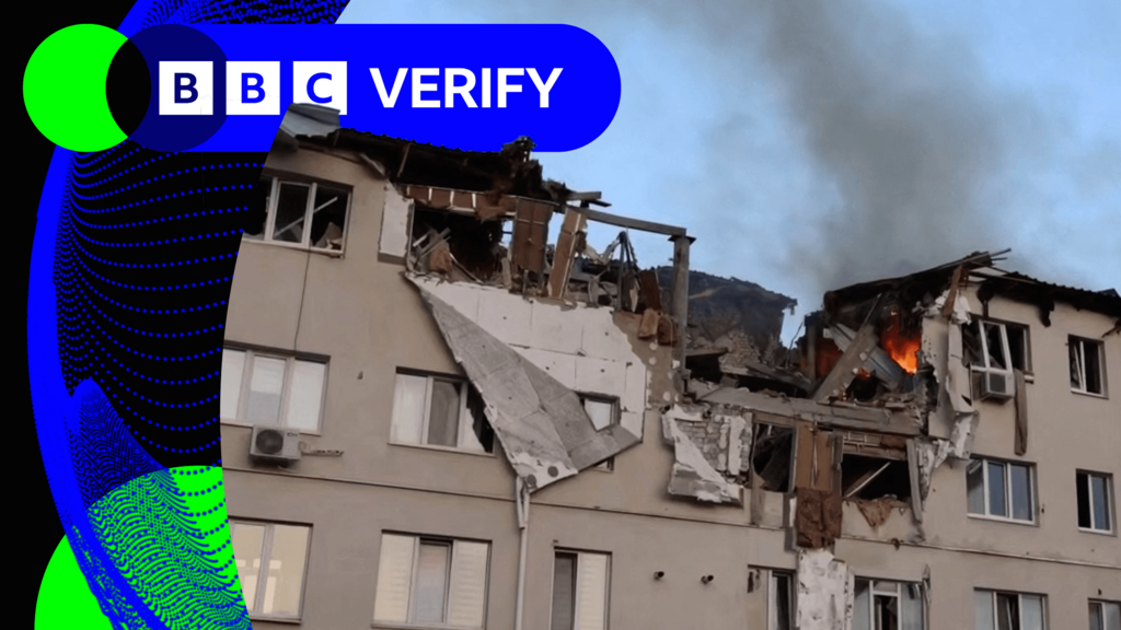 The aftermath of a Russian strike on an apartment block in Kharkiv, Ukraine