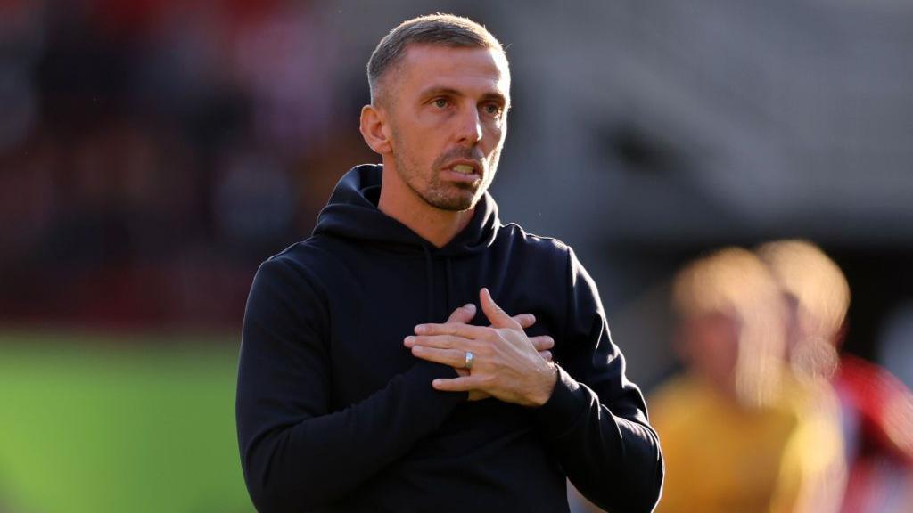 Wolverhampton Wanderers manager Gary O'Neil reacts following the team's defeat to Brentford 