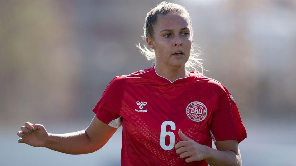 Olivia Holdt playing for Denmark