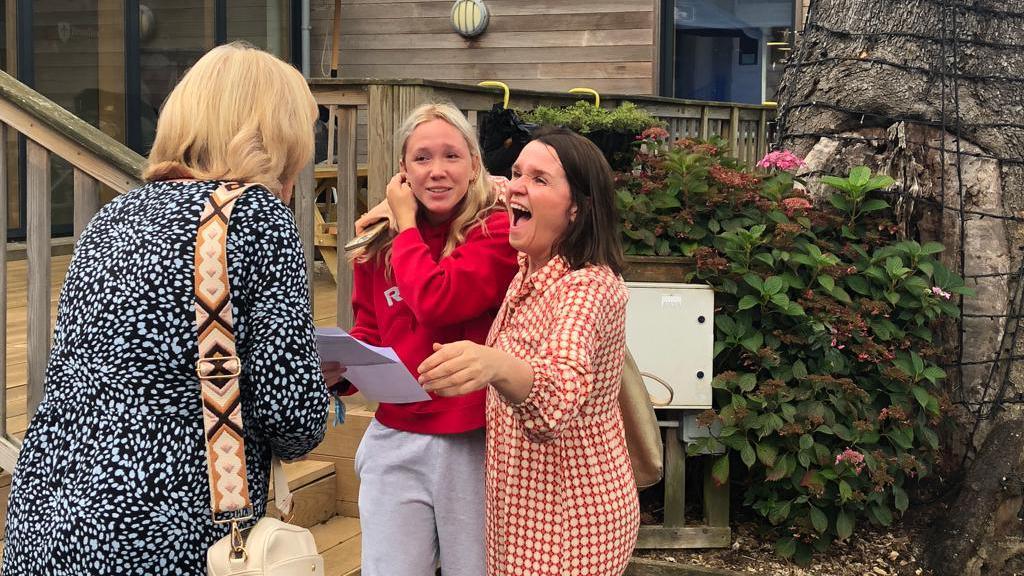 Students receiving their results