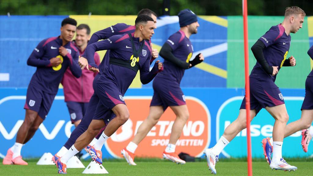 England players in training