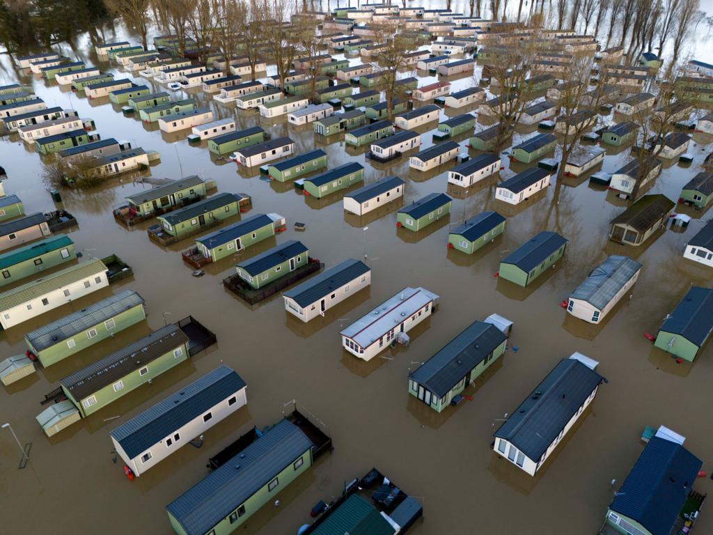 Drone shot of flooding at Billing Aquadrome