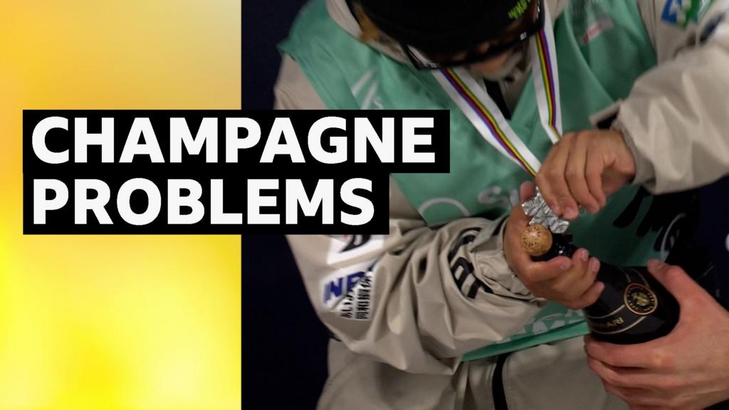 'What is happening here?' - Snowboarding medallists struggle to open champagne bottle