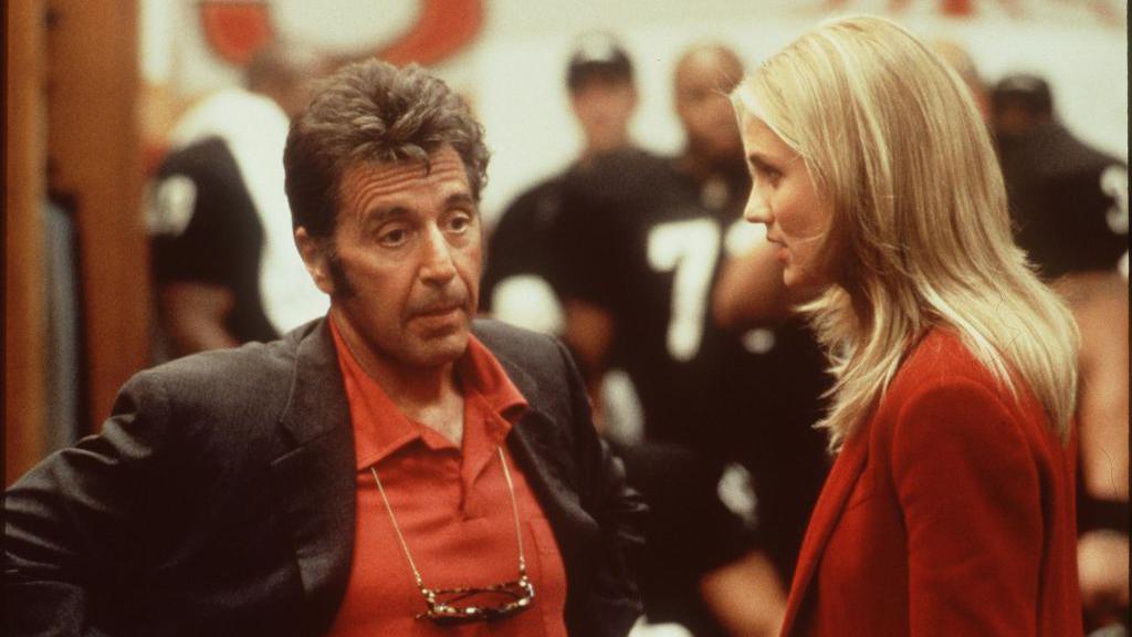 Al Pacino plays Tony D'Amato, head coach of the Miami Sharks, in 1999 film Any Given Sunday. D'Amato is known for his traditional methods and clashes with team owner and general manager Christina Pagniacci, played by Cameron Diaz