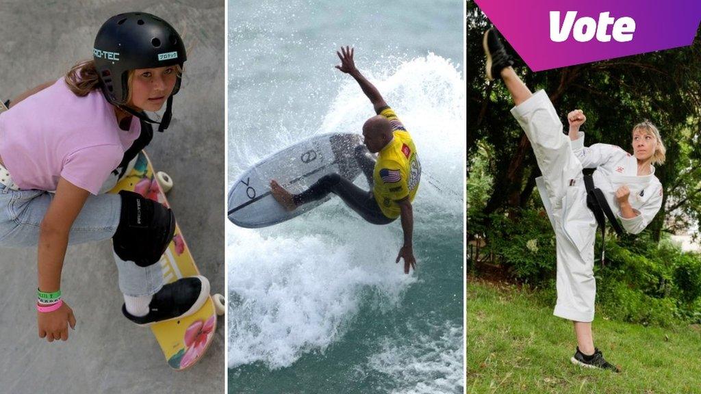 Skateboarding, surfing and karate