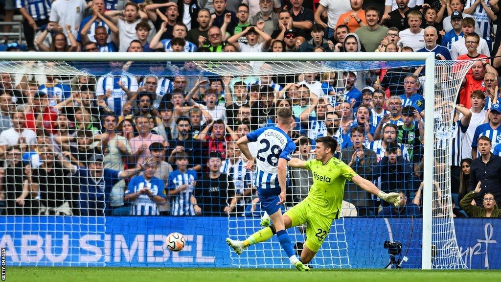 Brighton striker Evan Ferguson celebrates scoring