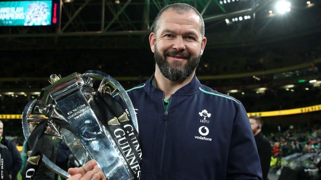 Andy Farrell with the Six Nations trophy