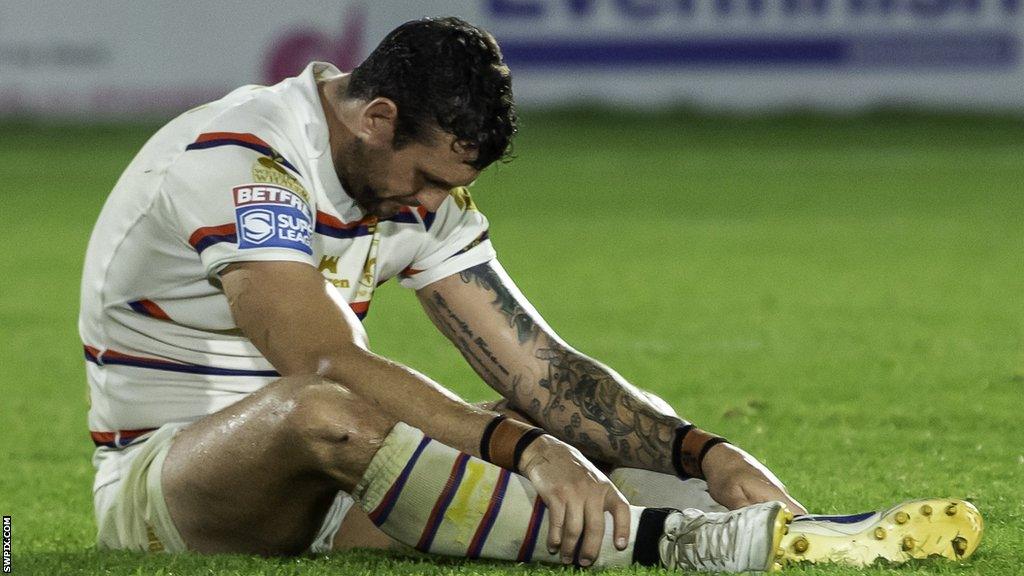 Jay Pitts looks disconsolate after Wakefield lose to Catalans