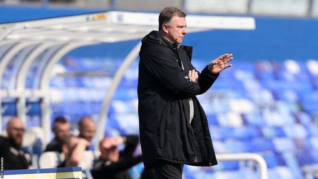 Coventry boss Mark Robins at an empty St Andrew's during the Covid pandemic