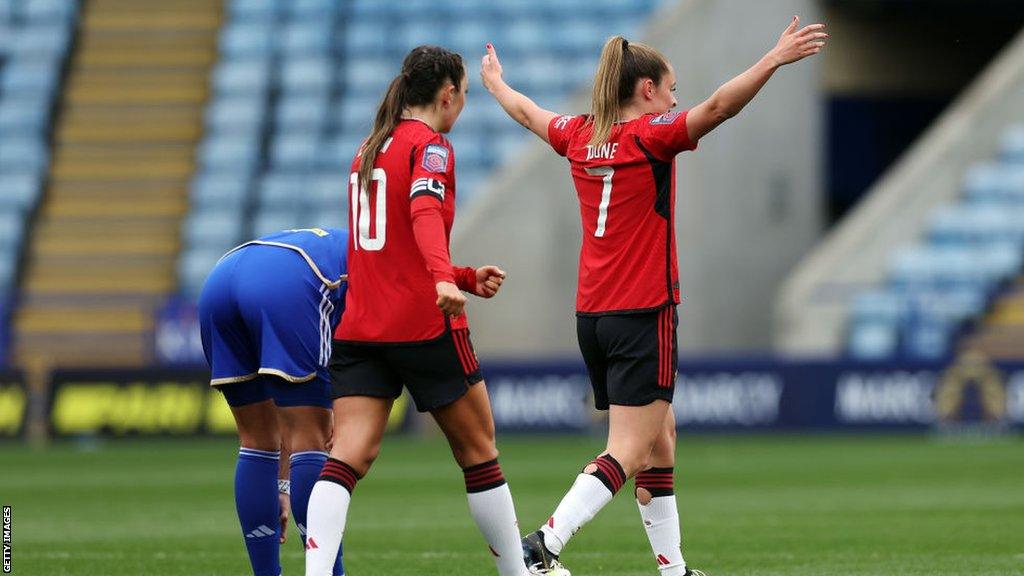 Ella Toone celebrates for Manchester United