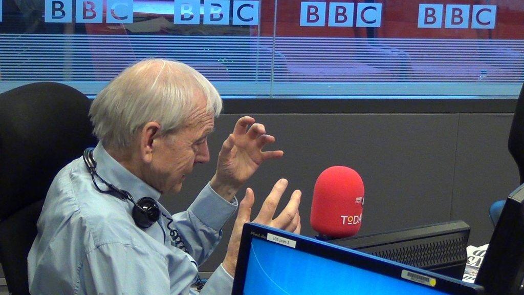 John Humphrys being interviewed by Sarah Montague