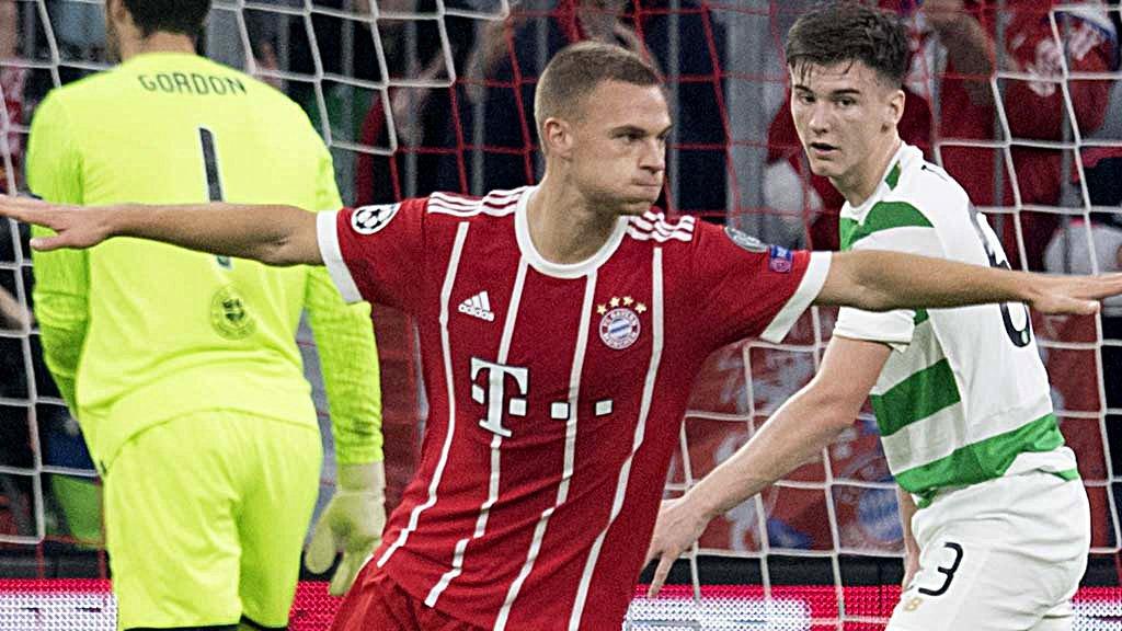 Bayern Munich's Joshua Kimmich celebrates against Celtic