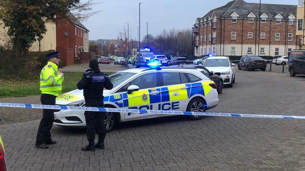 Police cordon on Torun Way, Swindon