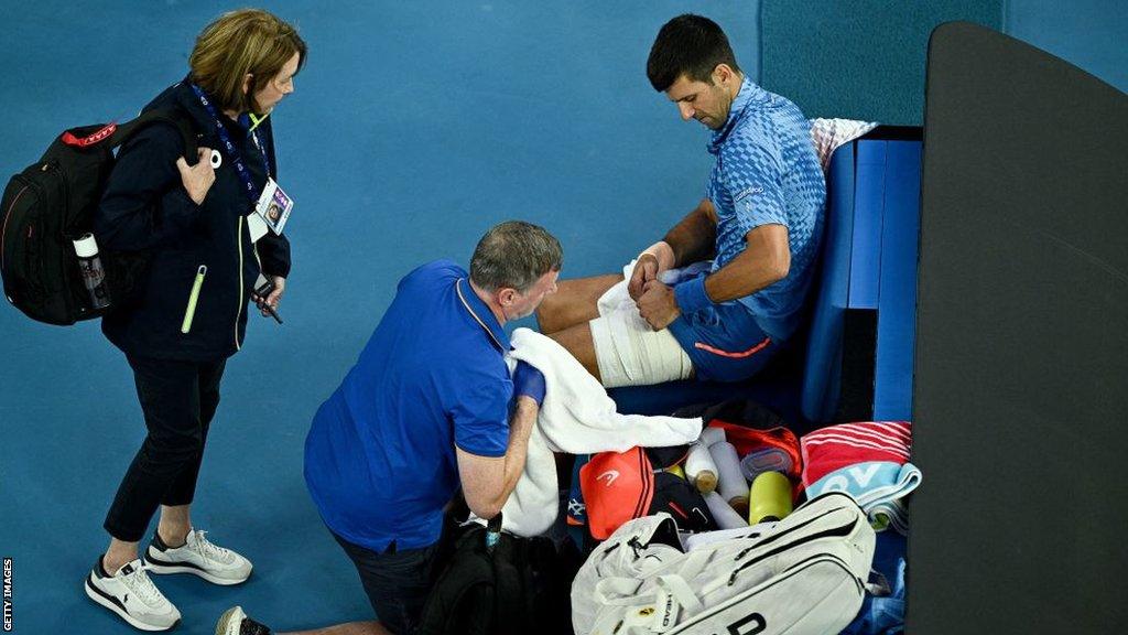 Novak Djokovic receives treatment