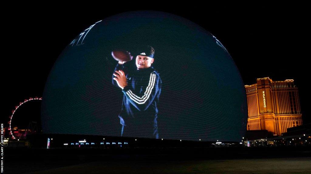 The Vegas Sphere lit up