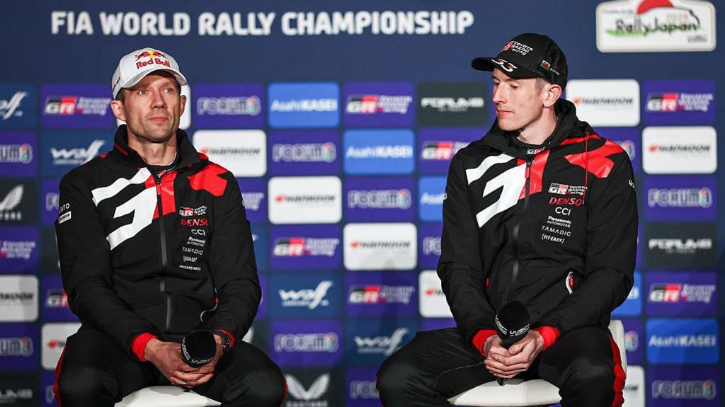 Toyota Gazoo drivers Sebastien Ogier and Elfyn Evans during the 2025 World Rally Championship 