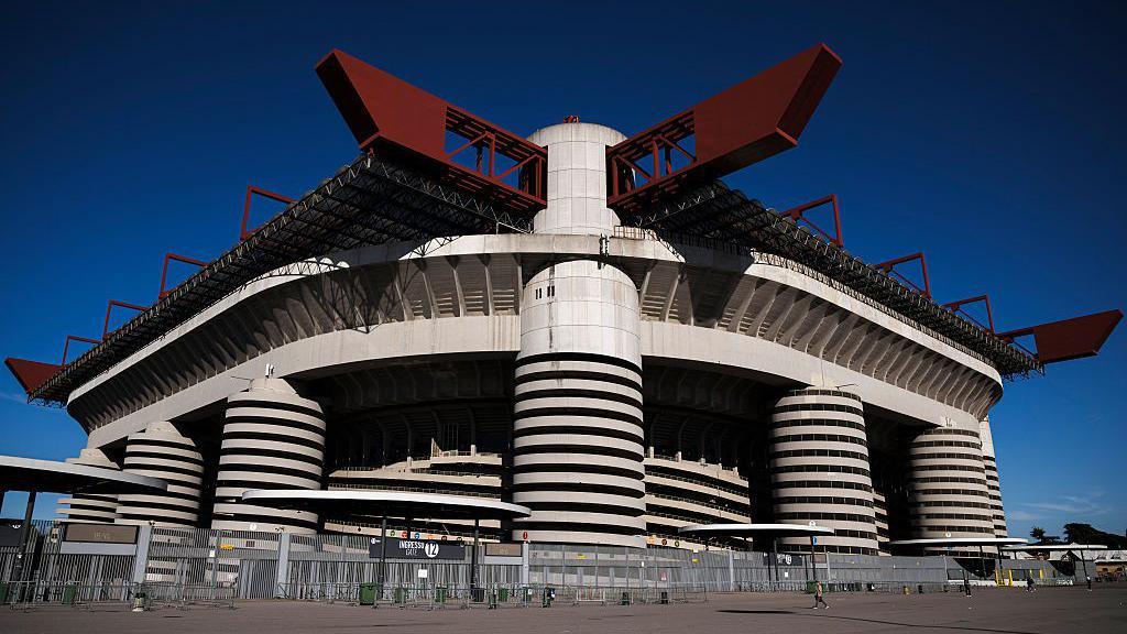 A general view of the outside of San Siro
