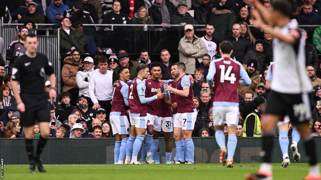 Ollie Watkins celebrates his goal for Aston Villa