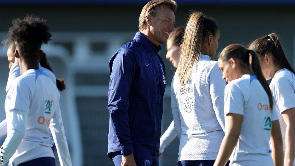 Herve Renard watches on during training