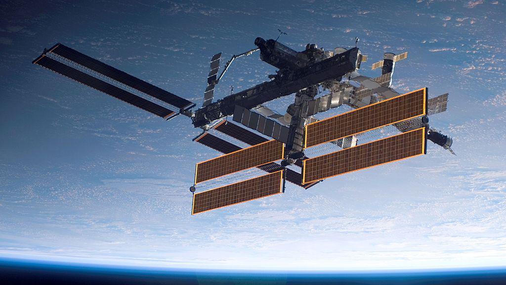 the ISS floating above earth