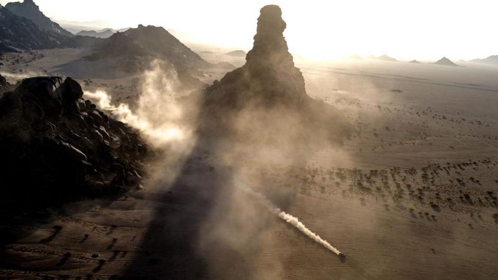 A driver competes in stage 2B of the 47th Dakar Rally between Bisha and Bisha