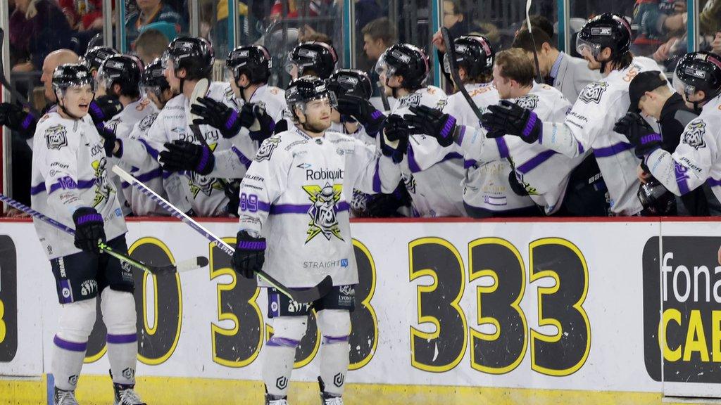 Jesper Ohrvall celebrates scoring against the Giants with his Storm team-mates