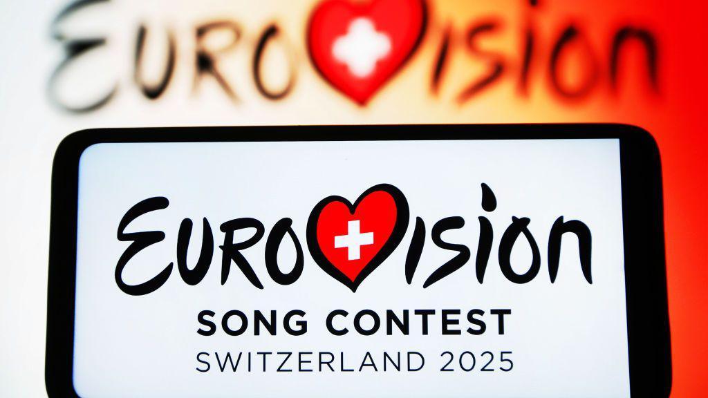 Eurovision Song Contest logo on smartphone. 