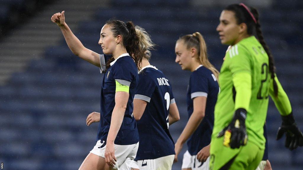 Scotland's Caroline Weir celebrates