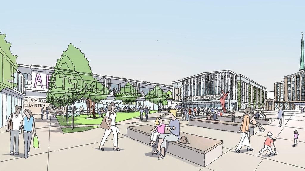 Artist impression of new College Square cultural quarter in Harlow