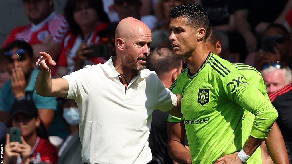 Erik ten Hag with Cristiano Ronaldo in August 2022