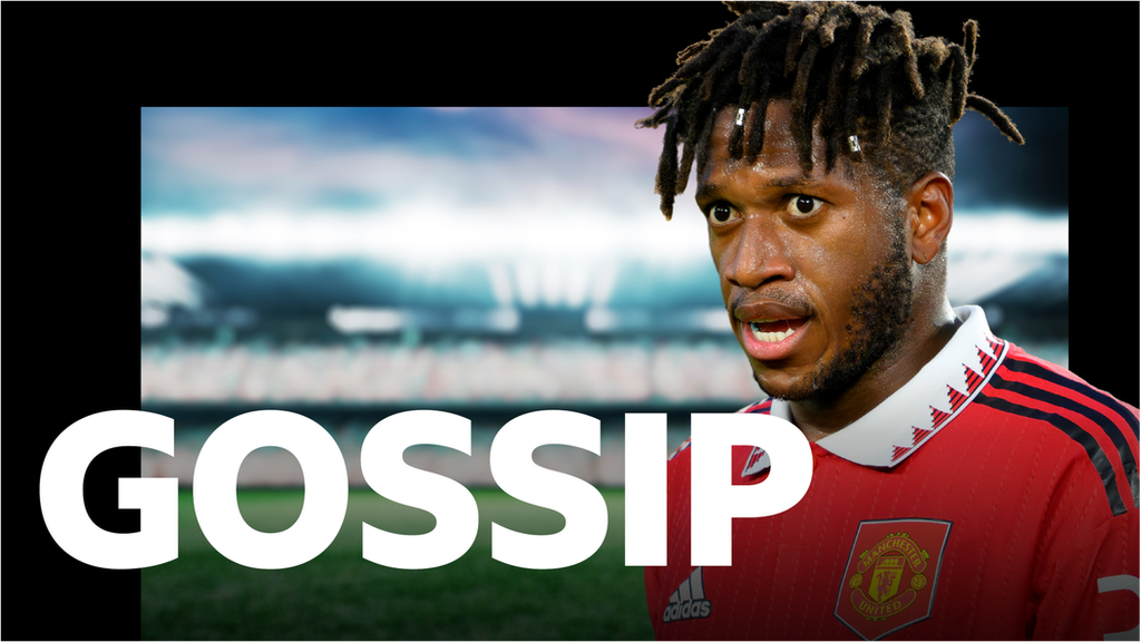 A picture of Manchester United midfielder Fred with the word 'gossip'