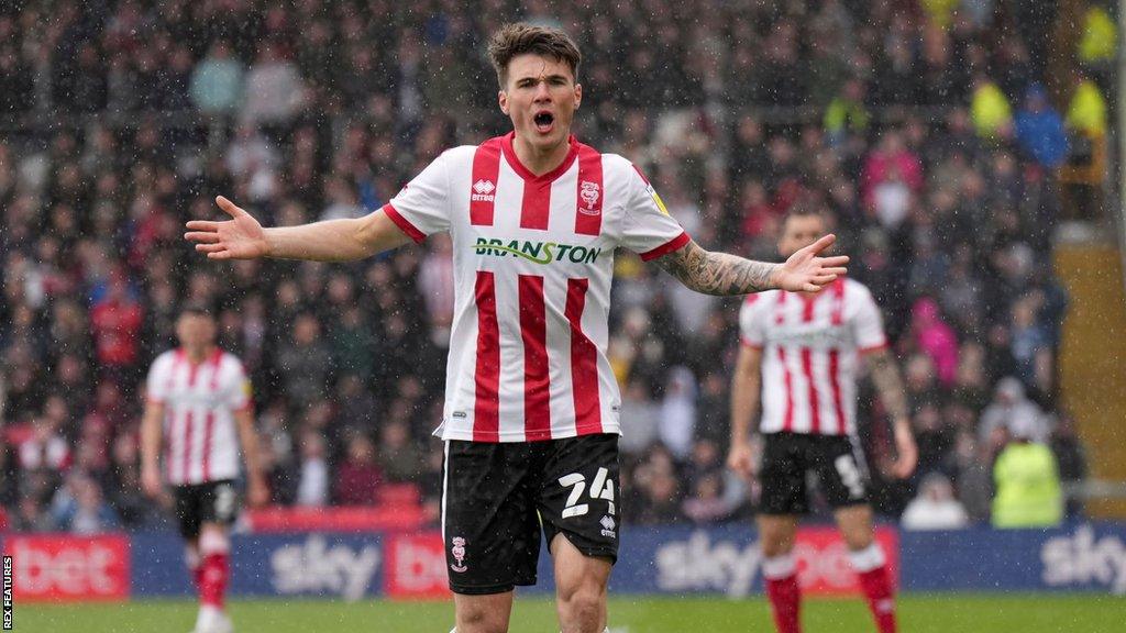 Jamie Robson playing for Lincoln last season