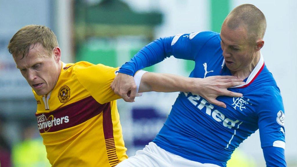 Motherwell's Stevie Hammell and Rangers' Kenny Miller