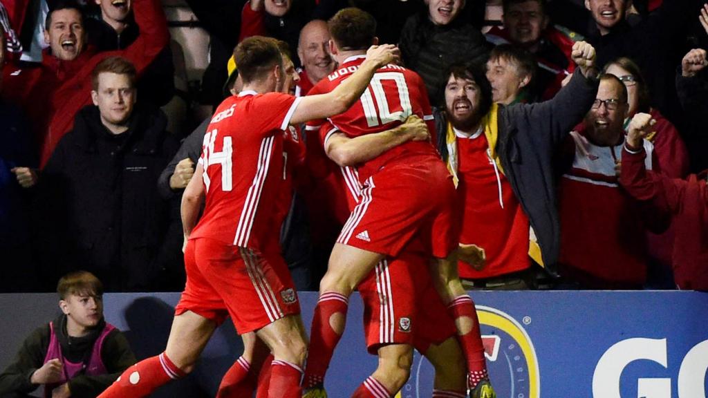 Wales' Ben Woodburn celebrates