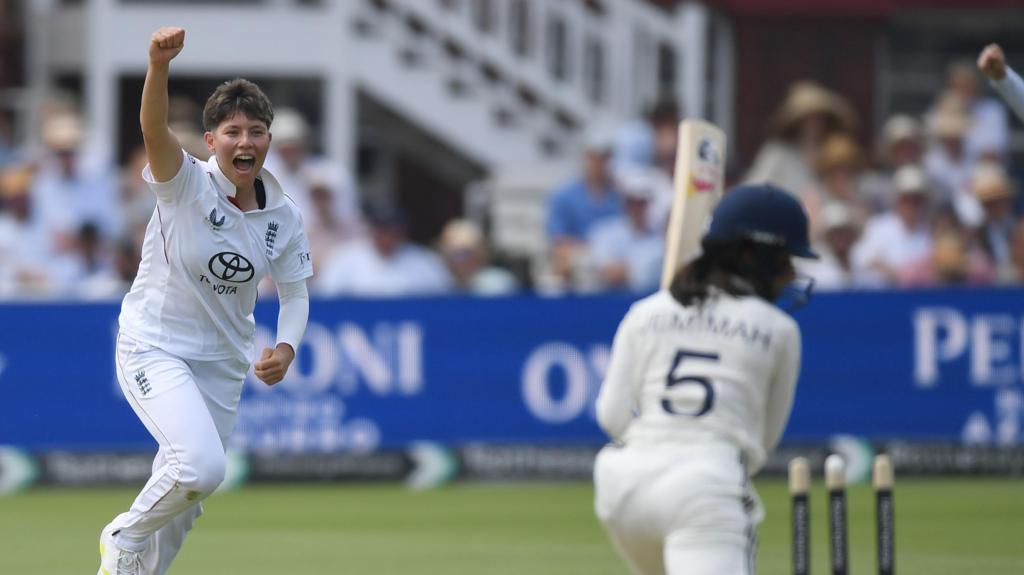 India batting against England during the first women’s Test at Lord’s