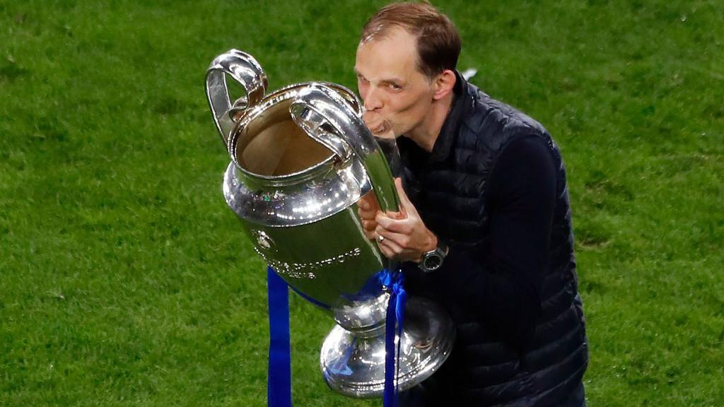 Thomas Tuchel with the Champions League trophy