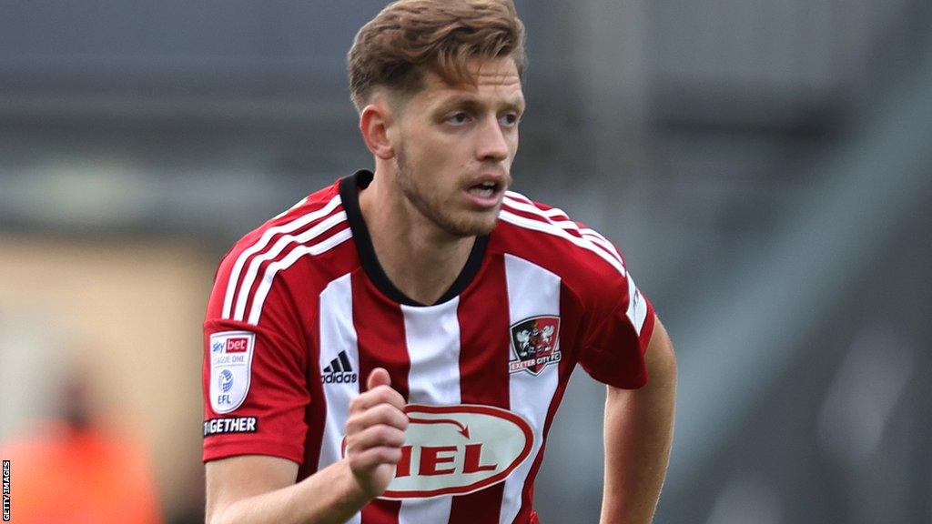 Jack Fitzwater in action for Exeter City