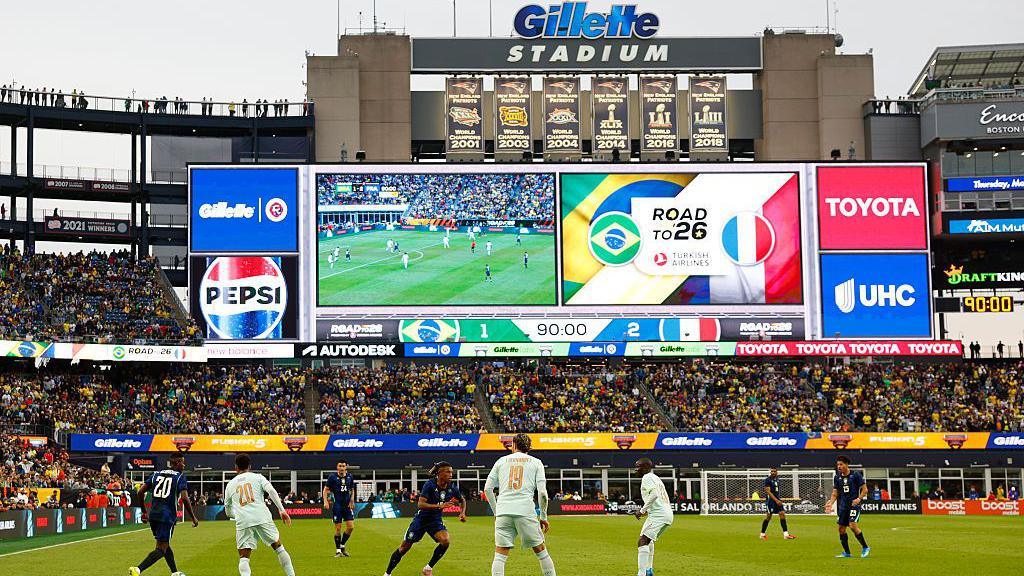 Brazil and France in action during a friendly at the Gillette Stadium in Foxborough
