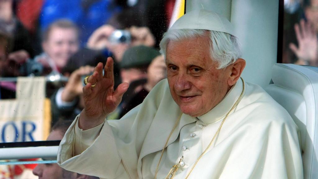 Benedict XVI waves to crowds in the UK in 2010