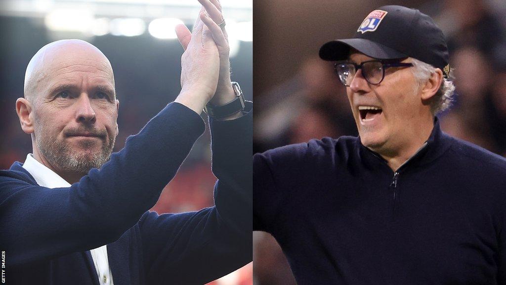 Man Utd's Erik ten Hag and Lyon's Laurent Blanc