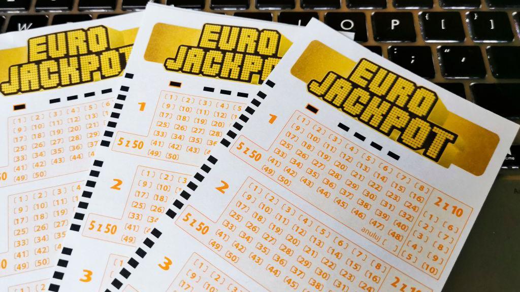 Close-Up of Eurojackpot lottery betting tickets