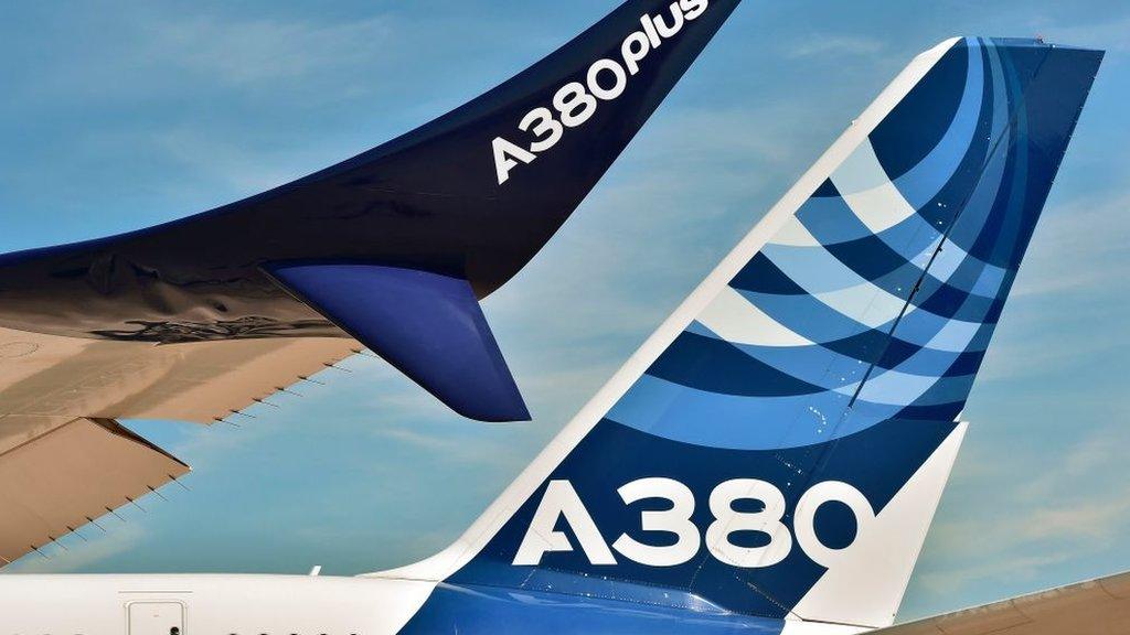 Airbus A380 wing and tail