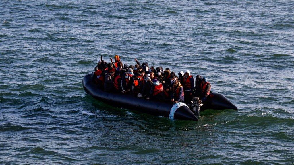 Migrants call the Abeille Languedoc for help following a failed crossing attempt due to a problem in the boats engine in French waters while trying to illegally cross the English Channel.