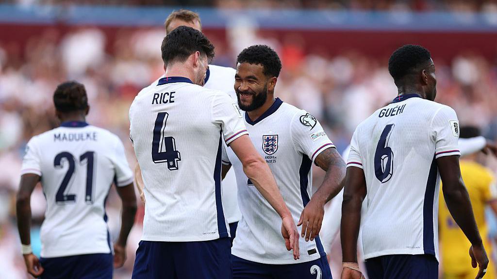 Declan Rice celebrates scoring against Andorra