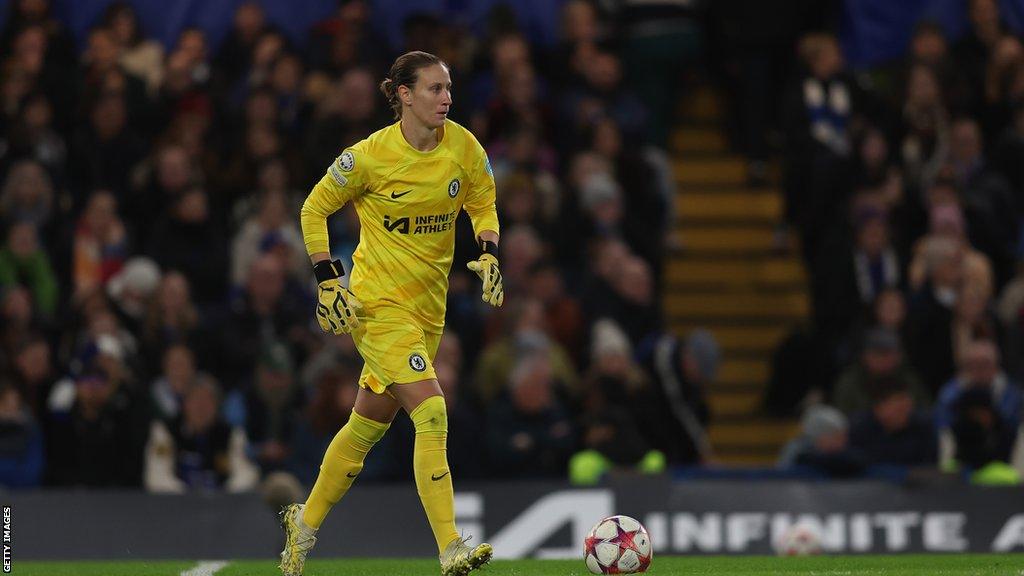 Ann-Katrin Berger playing for Chelsea