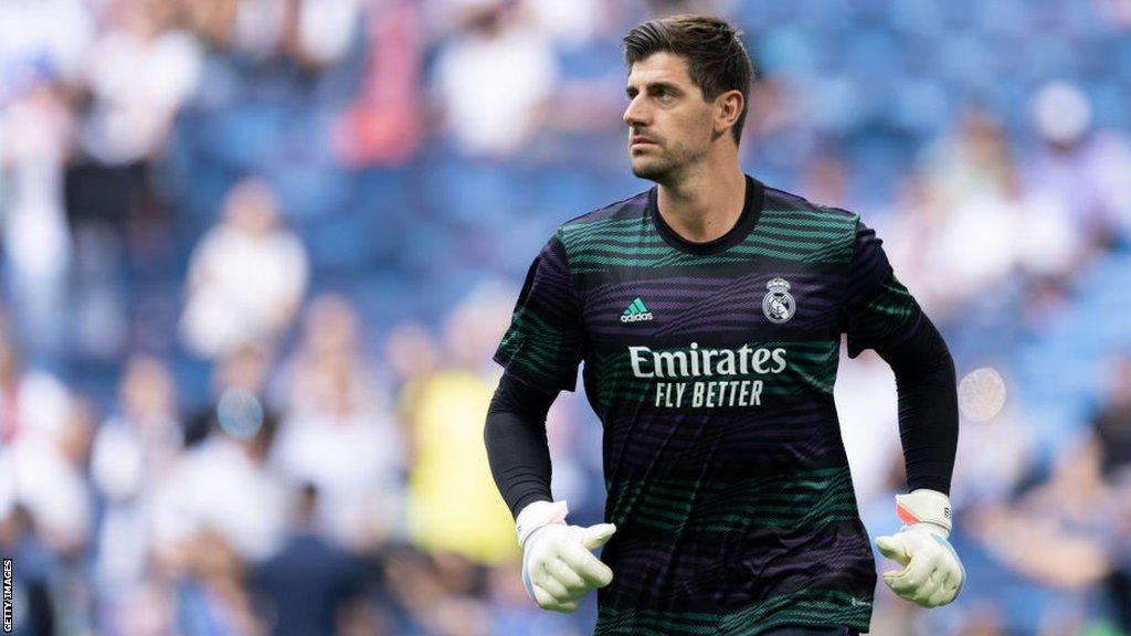 Thibaut Courtois during Real Madrid's pre-season friendly against Santander